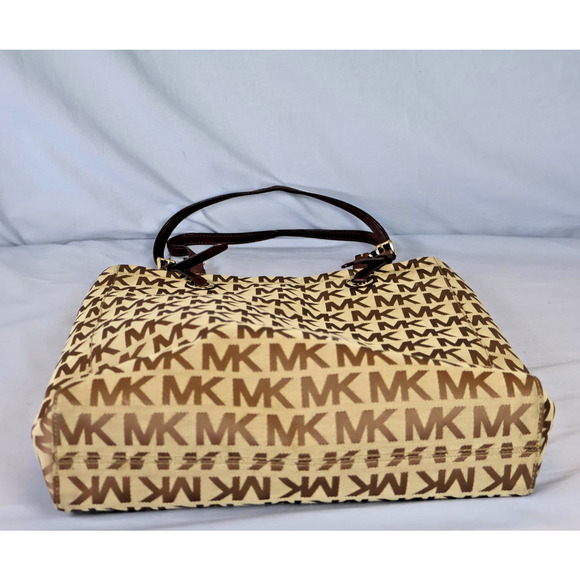 Michael Kors Tote Bag Womens Large MK Monogram Canvas Shoulder Purse Handbag - Picture 7 of 16